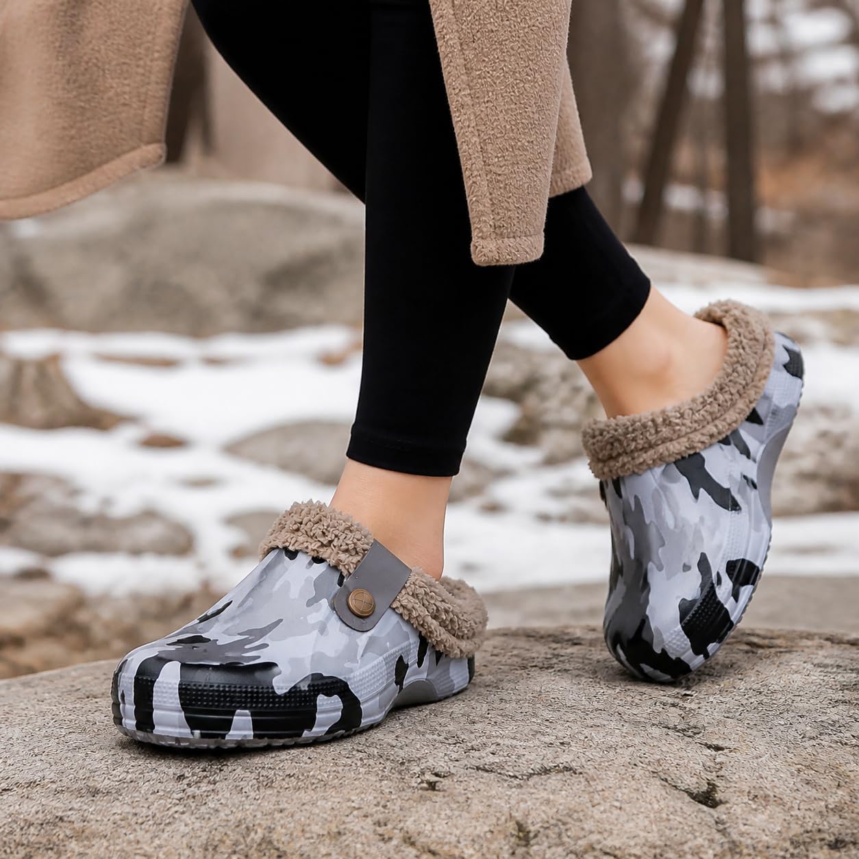 Beslip Fur Lined Clogs for Women & Men Fuzzy Slippers with Memory Foam