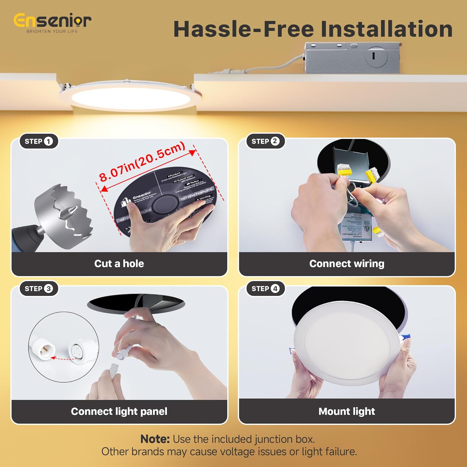 Ensenior 6 Pack 6 Inch LED Recessed Light, 5CCT Dimmable Canless Wafer