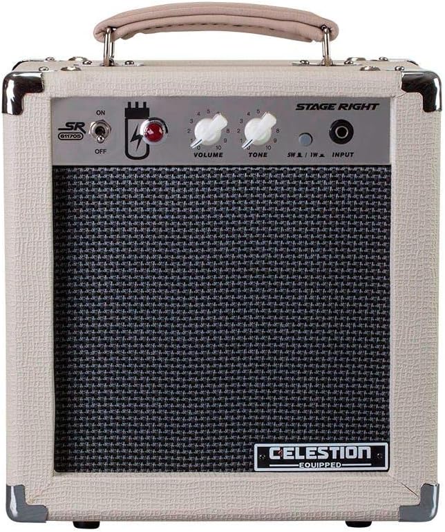 Monoprice 1x8 Guitar Combo Tube Amplifier with Celestion Super 8 Inch Speaker - Tan / Beige 5-Watt, 12AX7 Preamp
