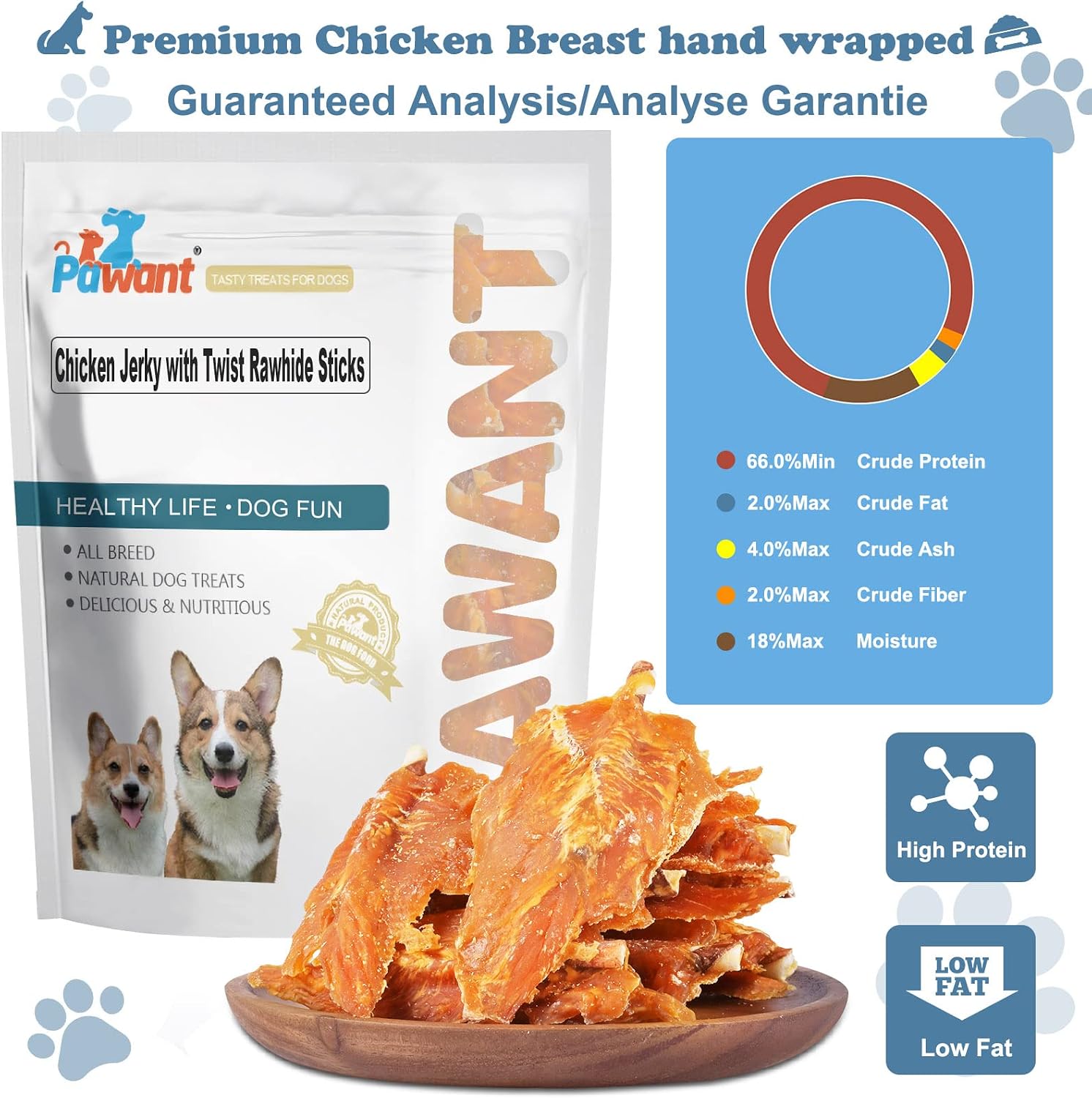 Chicken Jerky Twist Rawhide Dog Treats Sticks 16oz