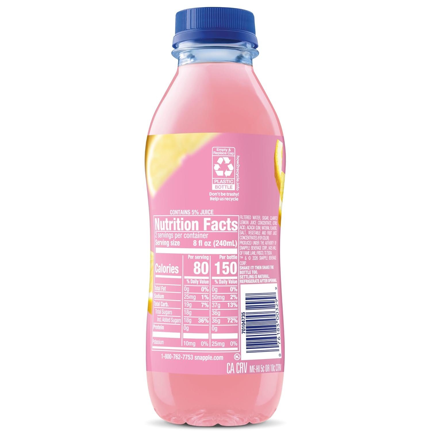 Snapple Apple Juice Drink, 16 Fl Oz Recycled Plastic Bottle, All Natural, No Artificial Flavors Or Sweeteners, Gluten-free, Contains 10% Real Juice 12 Pack