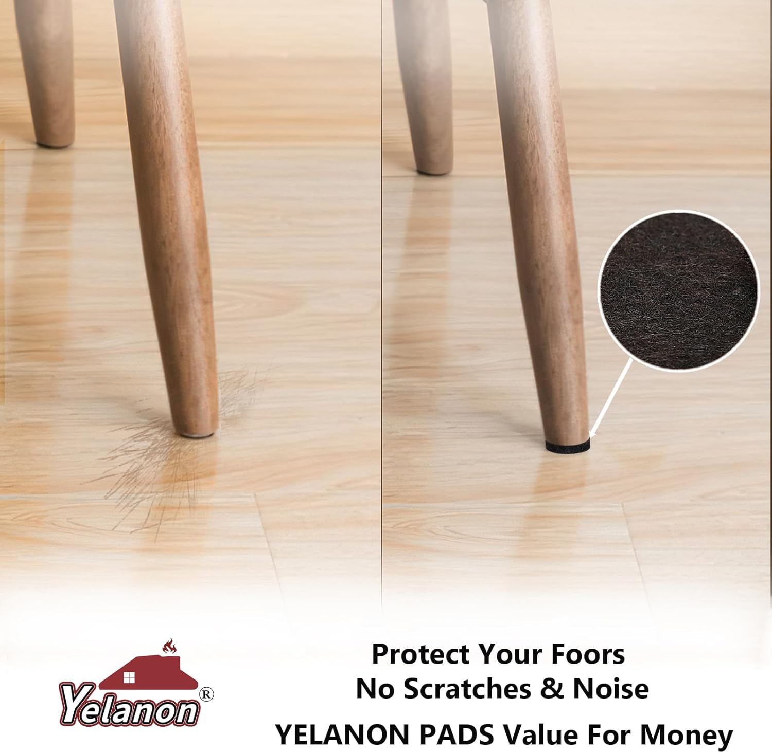 Yelanon Felt Furniture Pads 56 Pcs for Hardwood Floors Brown