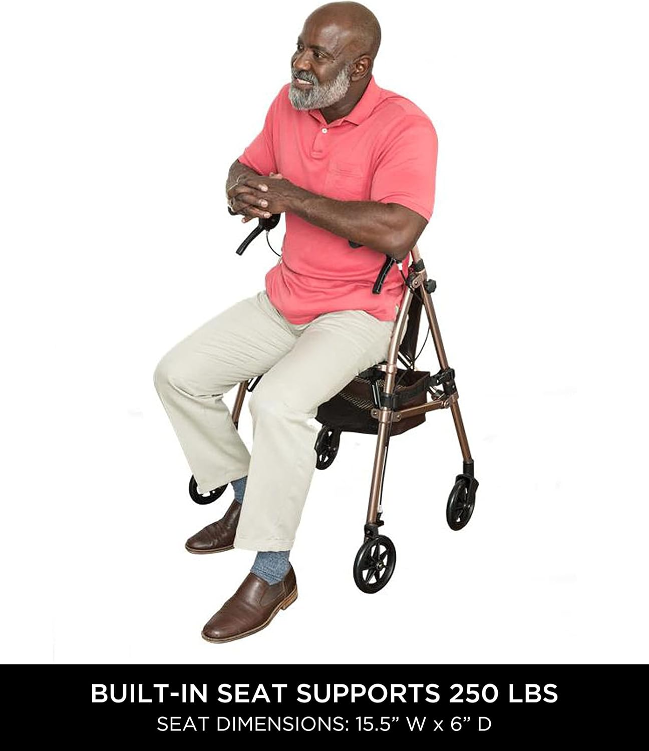 Signature Life Elite Travel Rollator Short, Junior Foldable and Lightweight Four Wheel Rolling-Walker with Seat for Adults, Seniors and Elderly