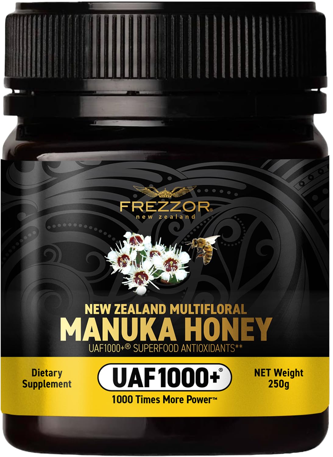 FREZZOR Premium New Zealand Raw Multifloral Manuka Honey with UAF1000+ Super Antioxidant, 230% More Bioactive, Best Support for Everyday Wellness