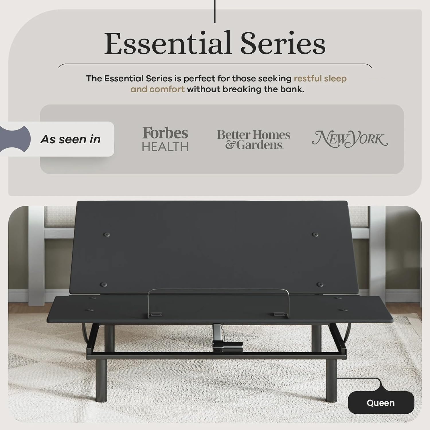 Sven and Son Essential Adjustable Bed Base (Frame) + 12 inch Memory Foam Matt (Medium), Easy Assembly, Head and Foot Lift, Memory Positions