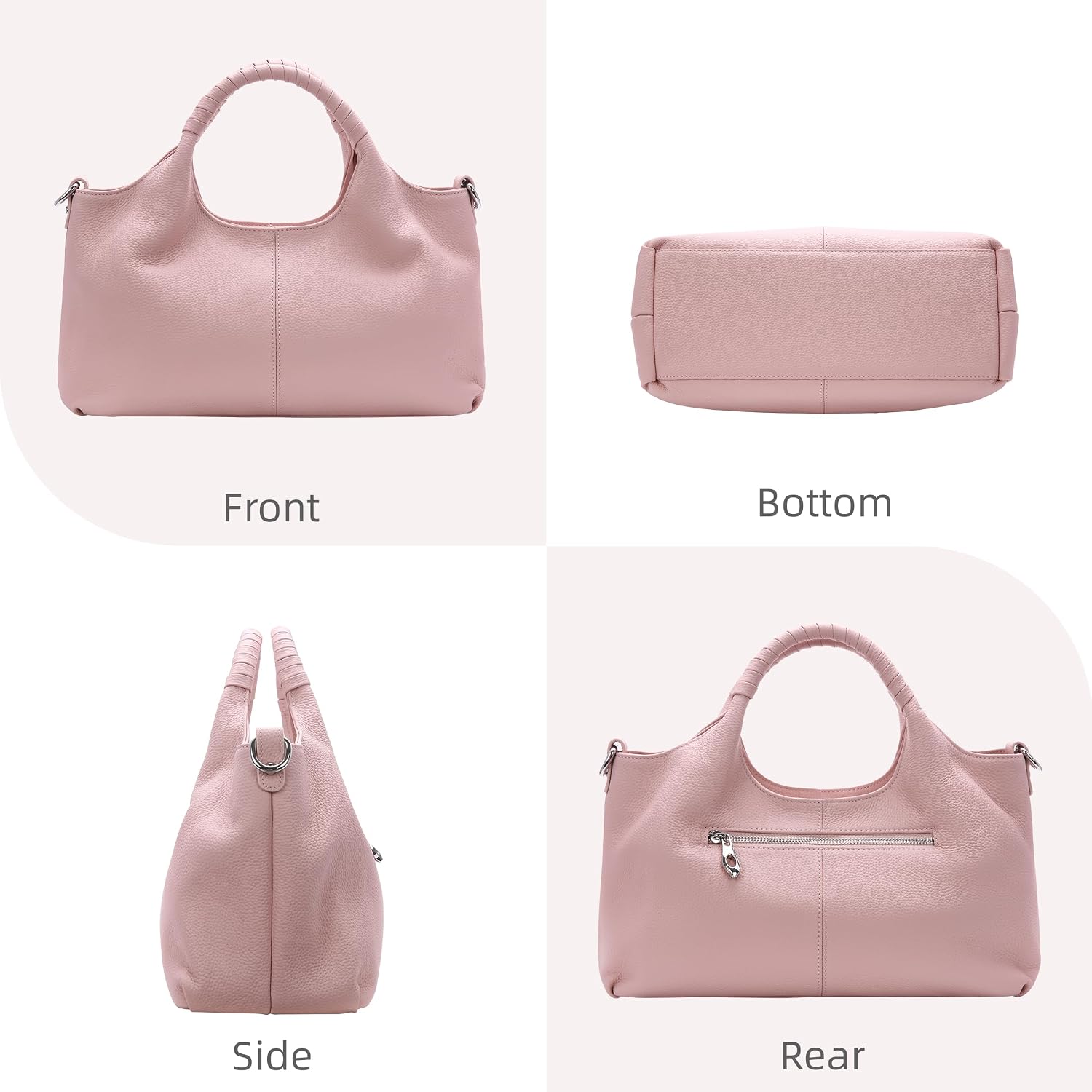 Iswee Leather Satchel Women Purse and Handbag Crossbody Shoulder Bag Hobo | Genuine Cowhide Leather Tote Top Handle Bag Soft & Durable Medium Size Bags with Detachable Multiple Pocketbooks Trendy
