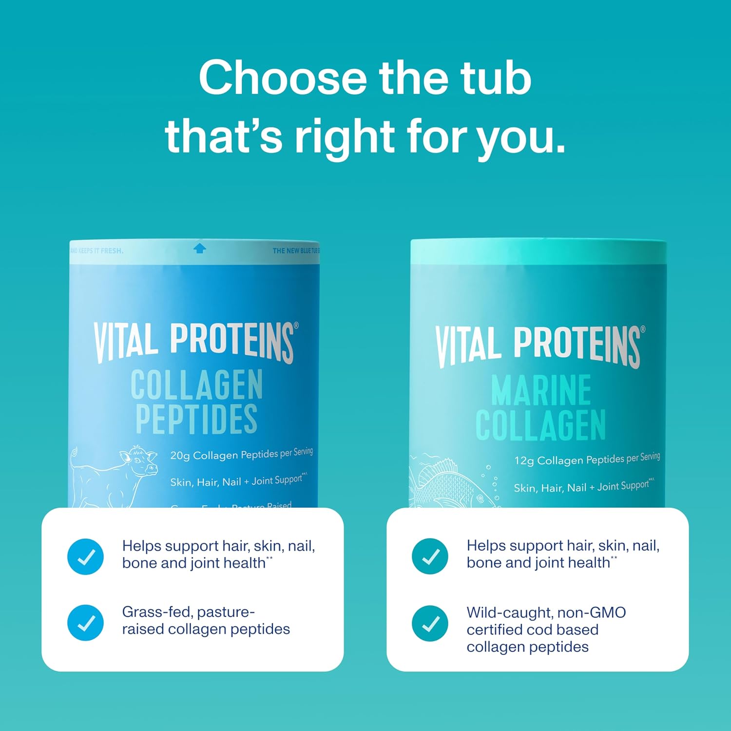 Vital Proteins Marine Collagen, Unflavored Stick Packs, 20 Count | Marine Collagen Peptides, Supports Hair Skin Nails & Joints, 10g Per Packet, Travel-Friendly Stick Packs, 20 Servings