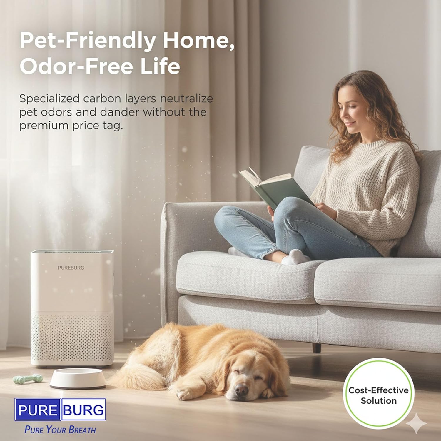 PUREBURG Replacement Filter Compatible with HoMedics AT-PET01 AT-PET02 TotalClean PetPlus Tower Air Purifier