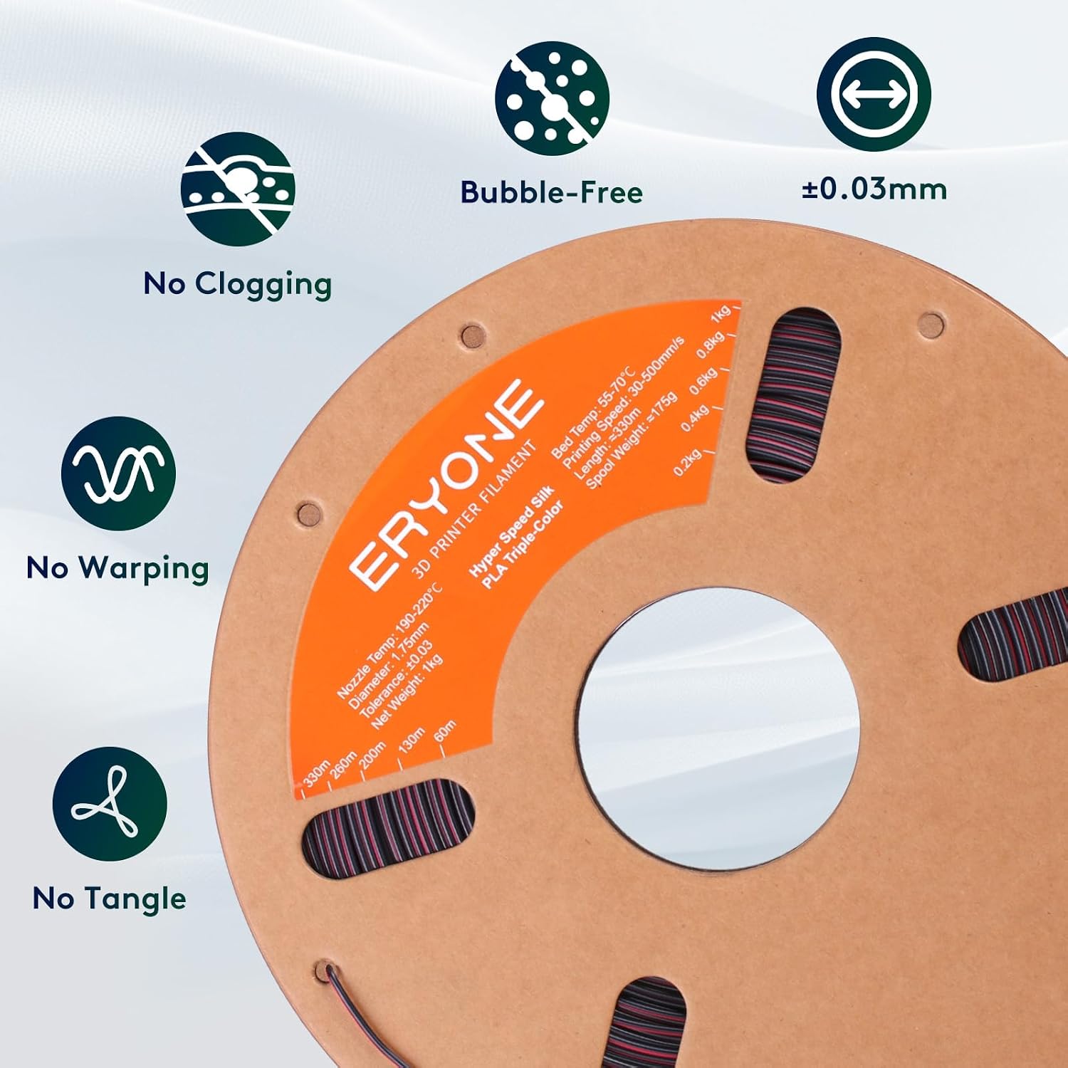ERYONE Silk Filament PLA+ 1.75mm Upgraded Shiny 3D Printer Filament, Gloss Finish, Fit Most FDM Printer Stable Printing,1kg (2.2LBS)/Spool, Silver