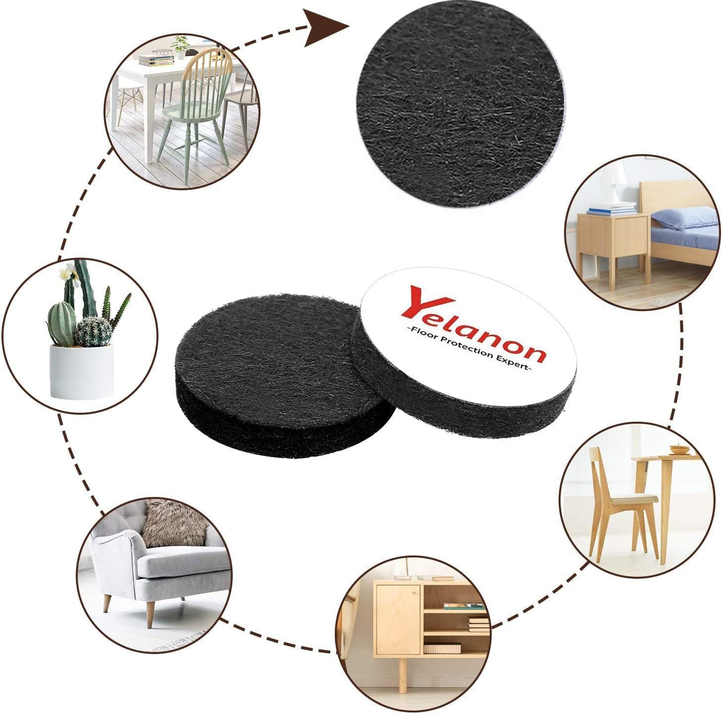 Yelanon Felt Furniture Pads 56 Pcs for Hardwood Floors Brown