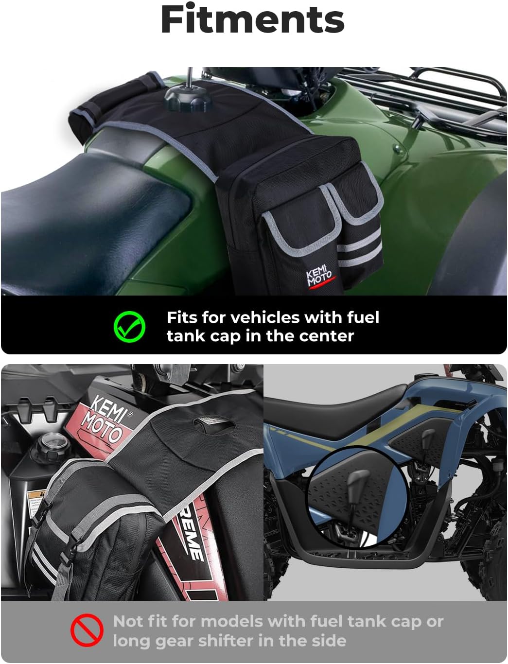 KEMIMOTO ATV Tank Bag, Water-resistant Warm Cooler Motorcycle Saddle Bag