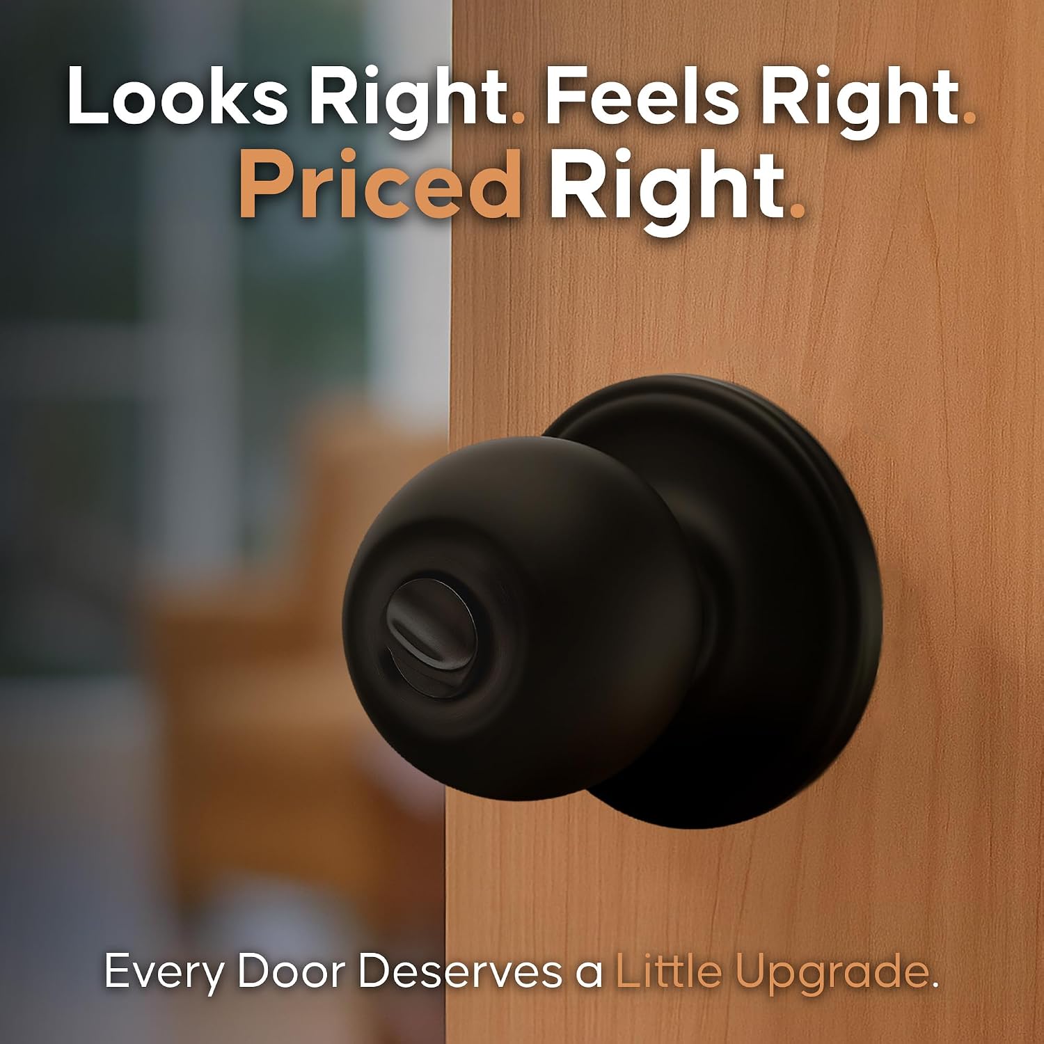 Copper Creek Privacy Interior Door Knob – ANSI Grade-3 Certified, Modern Heavy Duty Handle, Easy Install and Reversible for Bedroom, Bathroom & Closets – Satin Stainless (1 Pack)