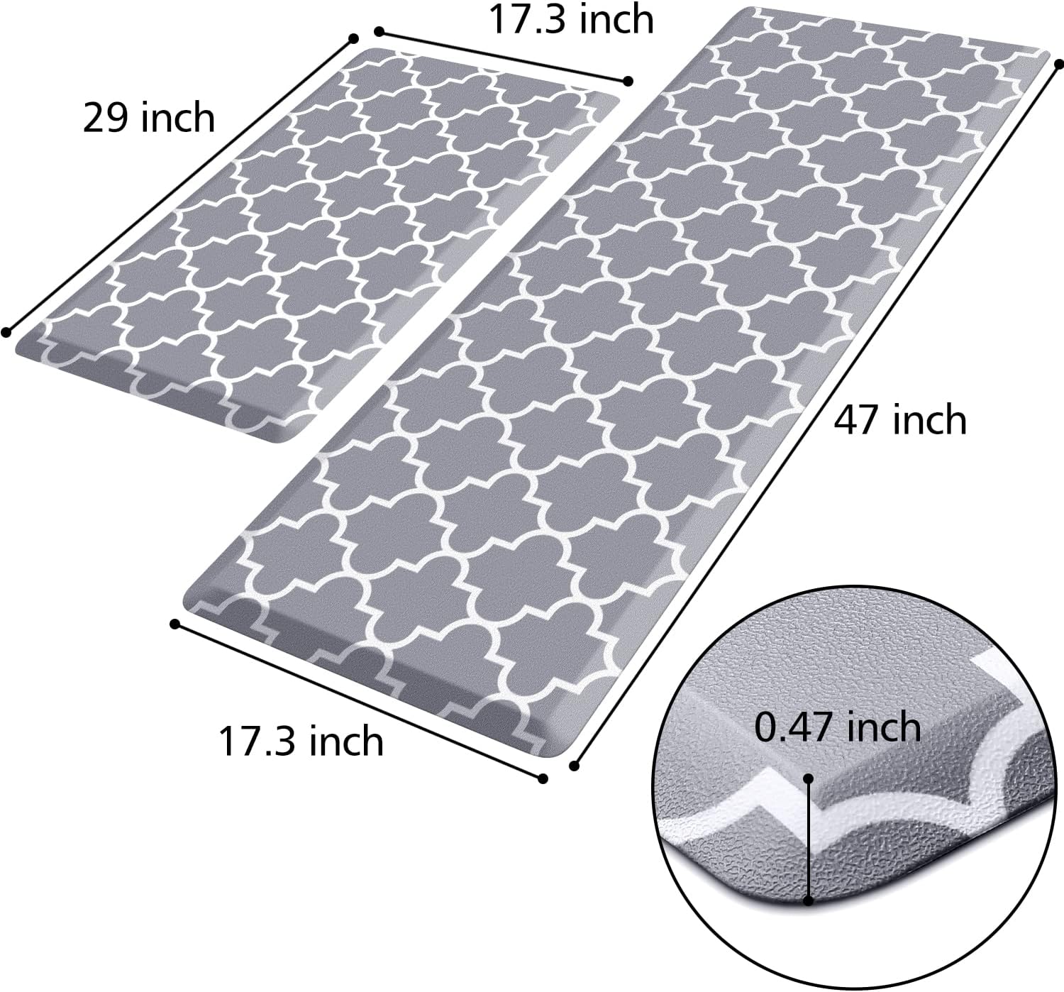 KMAT Kitchen Mat Set of 2,Cushioned Anti-Fatigue Kitchen Mats for Floor