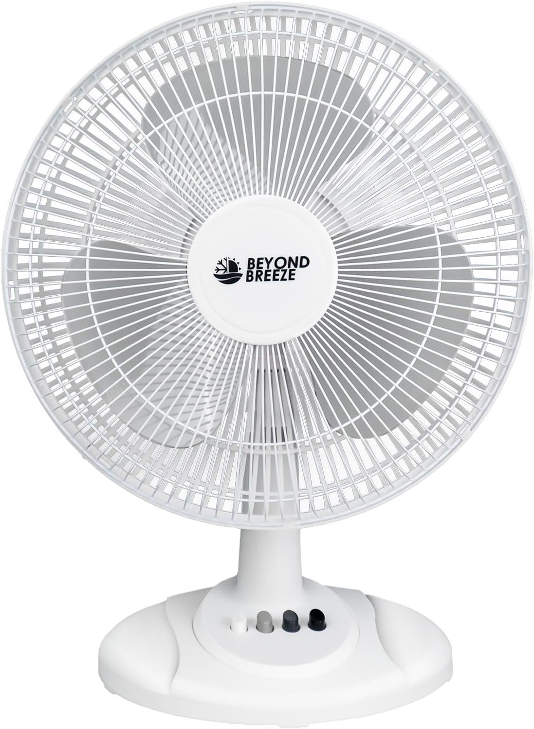 BEYOND BREEZE Oscillating Table Fan for Bedroom, 12-Inch & 3 Speeds, White