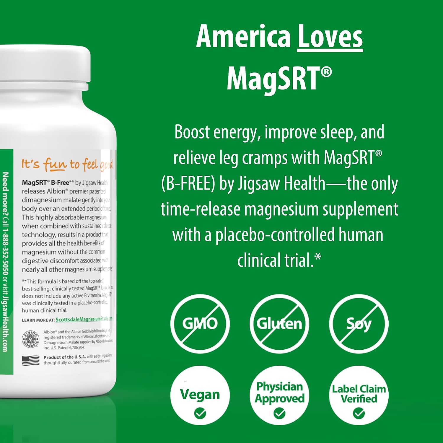 Jigsaw Health MagSRT | Magnesium Supplement with Vitamin B6, Folate & B12 | 240 Tablets | 60 Servings