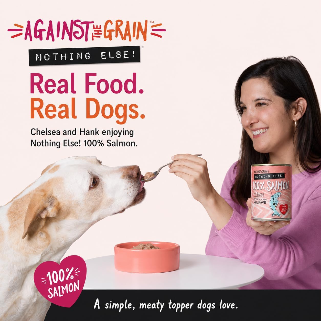 Against The Grain Nothing Else! 100% Salmon Dog Food – 12 Count, 11 oz Each – Single-Ingredient Meatball Texture in Natural Broth – Wet Dog Food – Grain & Gluten Free