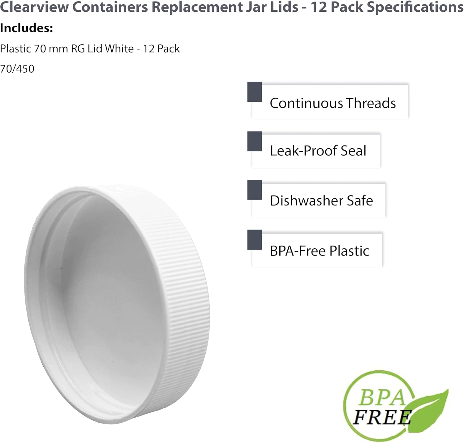 1 Pack - 128 oz (1 Gallon) Plastic Storage Jars with 110-400 Leak Proof Black Lids, Food Grade, BPA Free, Hand Wash Only (128oz, BLK, 1PK)
