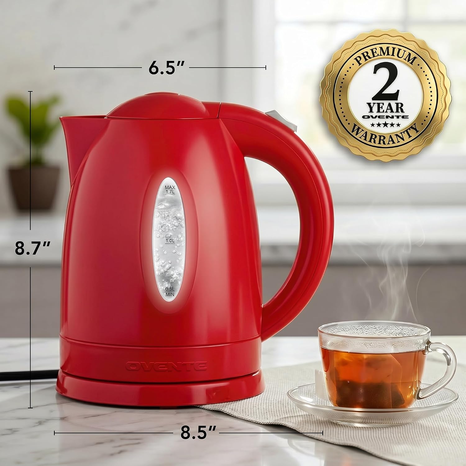 OVENTE 1.7L Electric Kettle with 1100W Fast Boiling Water, Green KP72G