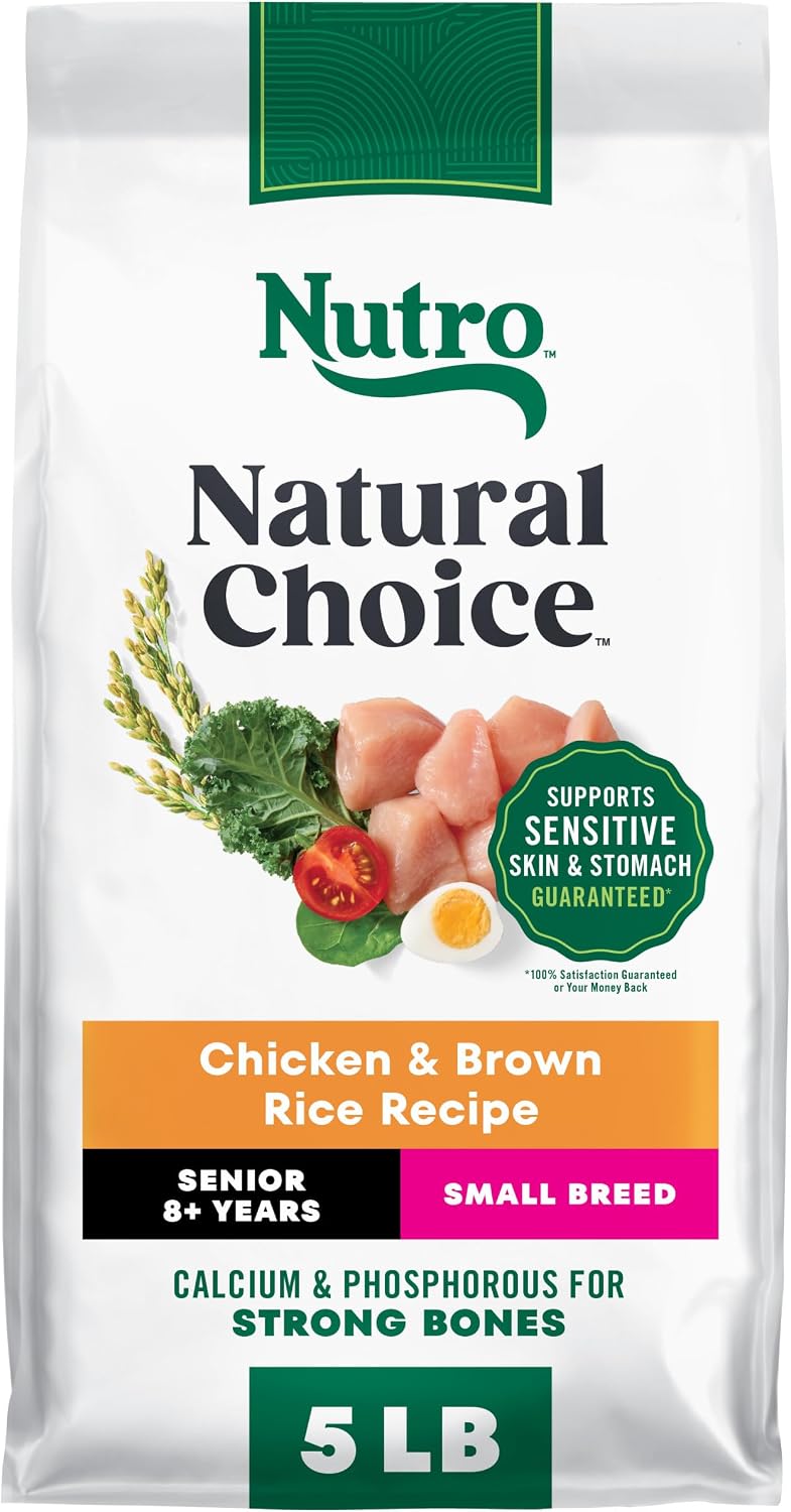 Nutro Natural Choice Senior Dry Dog Food, Chicken & Brown Rice, 30 lb | Non-GMO, Real chicken #1 ingredient, no corn, wheat, soy, supports bones, digestion & immunity, dental health & skin/coat