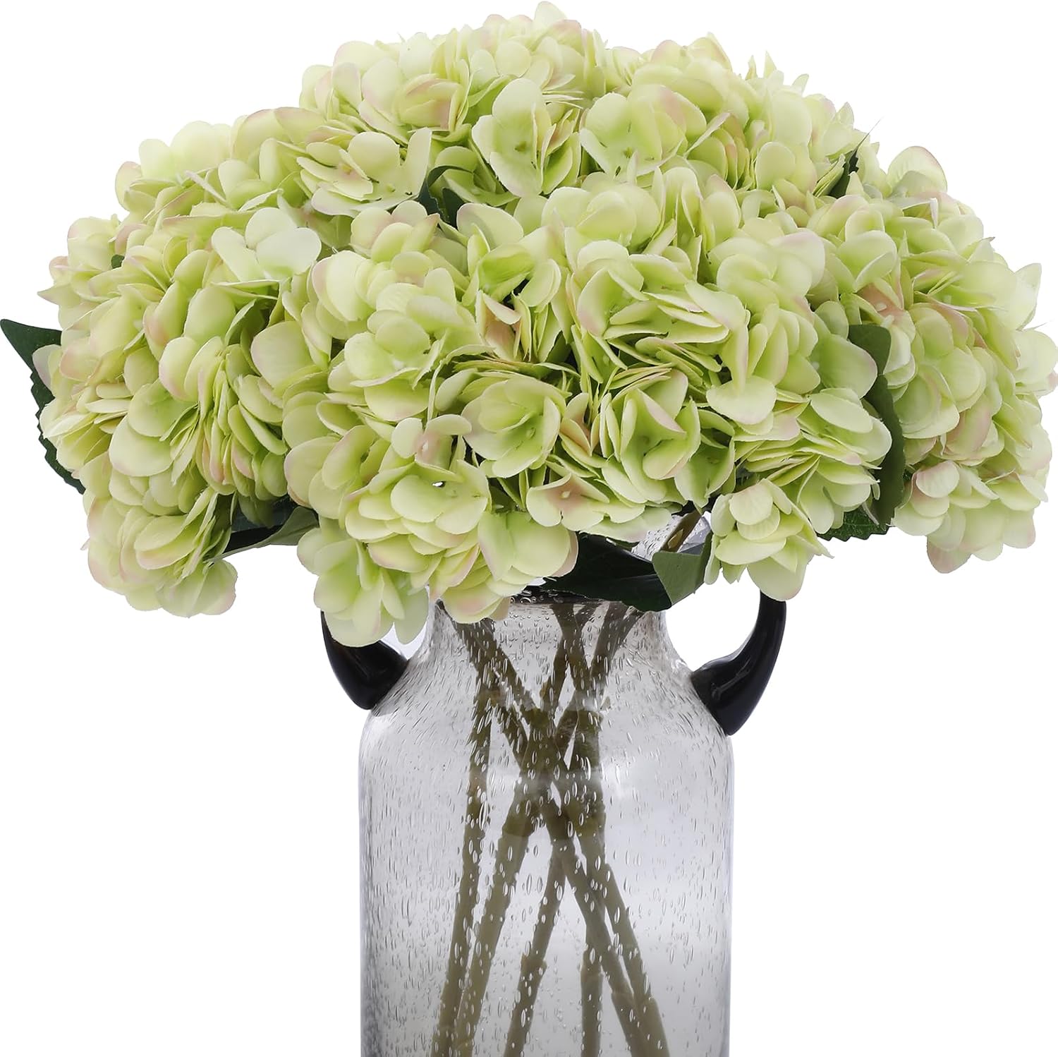 Kimura's Cabin 6pcs Silk Hydrangeas Artificial Flowers,Deep Lake Blue