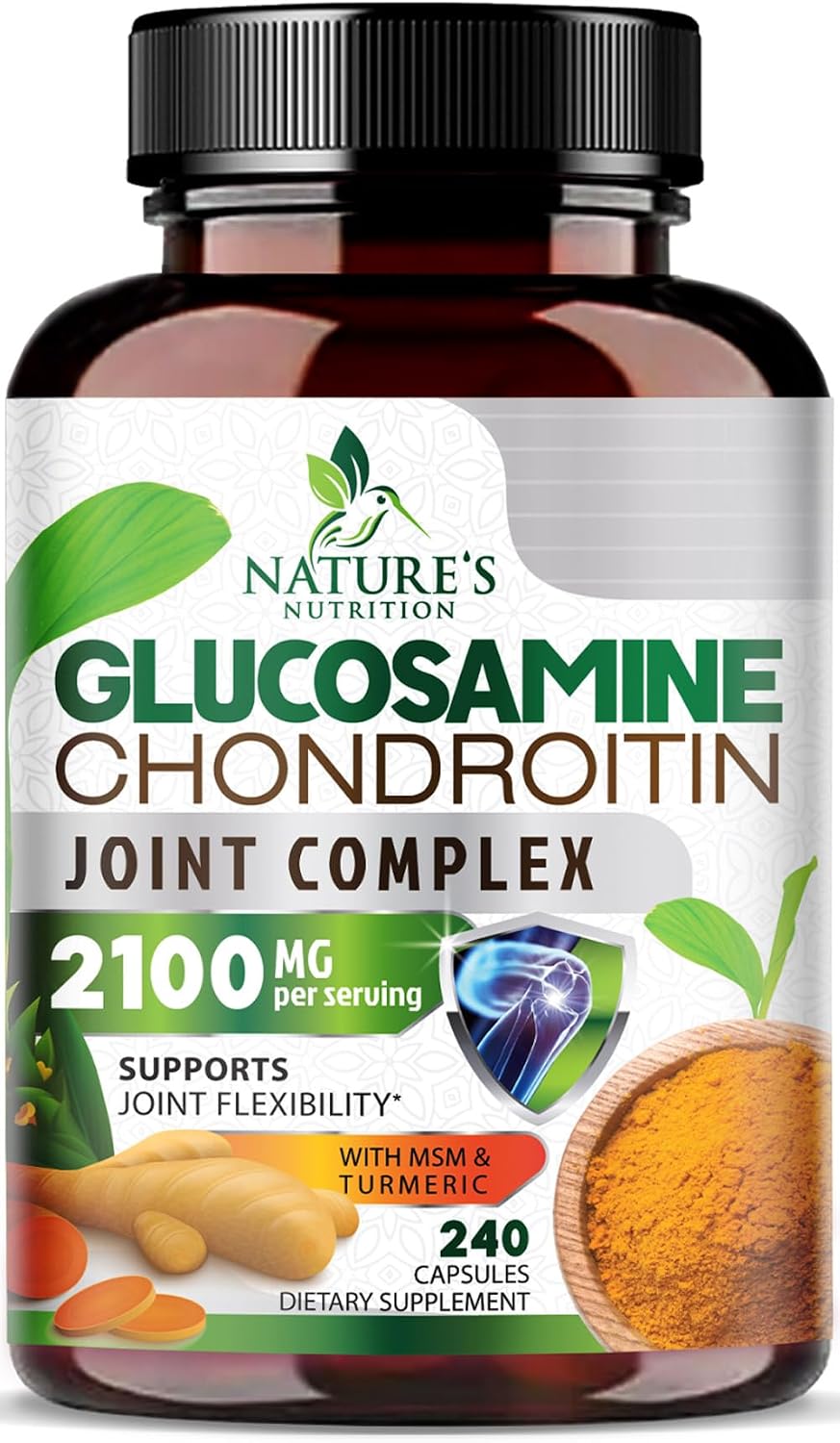 Glucosamine Chondroitin MSM 2100mg - Joint Support Supplement for Joint Mobility & Cartilage Support For Men and Women - Glucosamine Supplements with Turmeric & Boswellia, USA Bottled - 120 Capsules