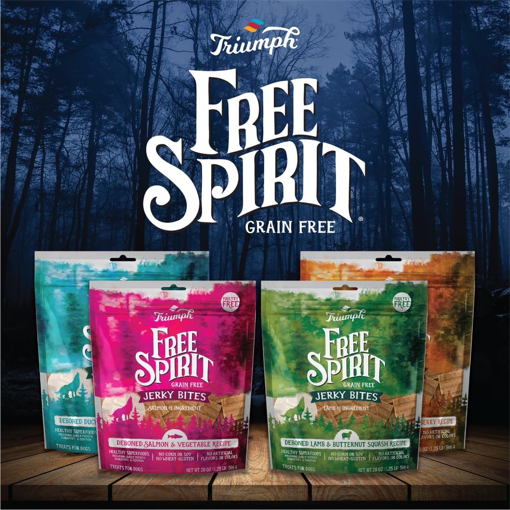 Triumph Free Spirit Grain Free Salmon and Vegetable Recipe Jerky Bites Soft Dog Treats, 20 Ounce (Pack of 2)