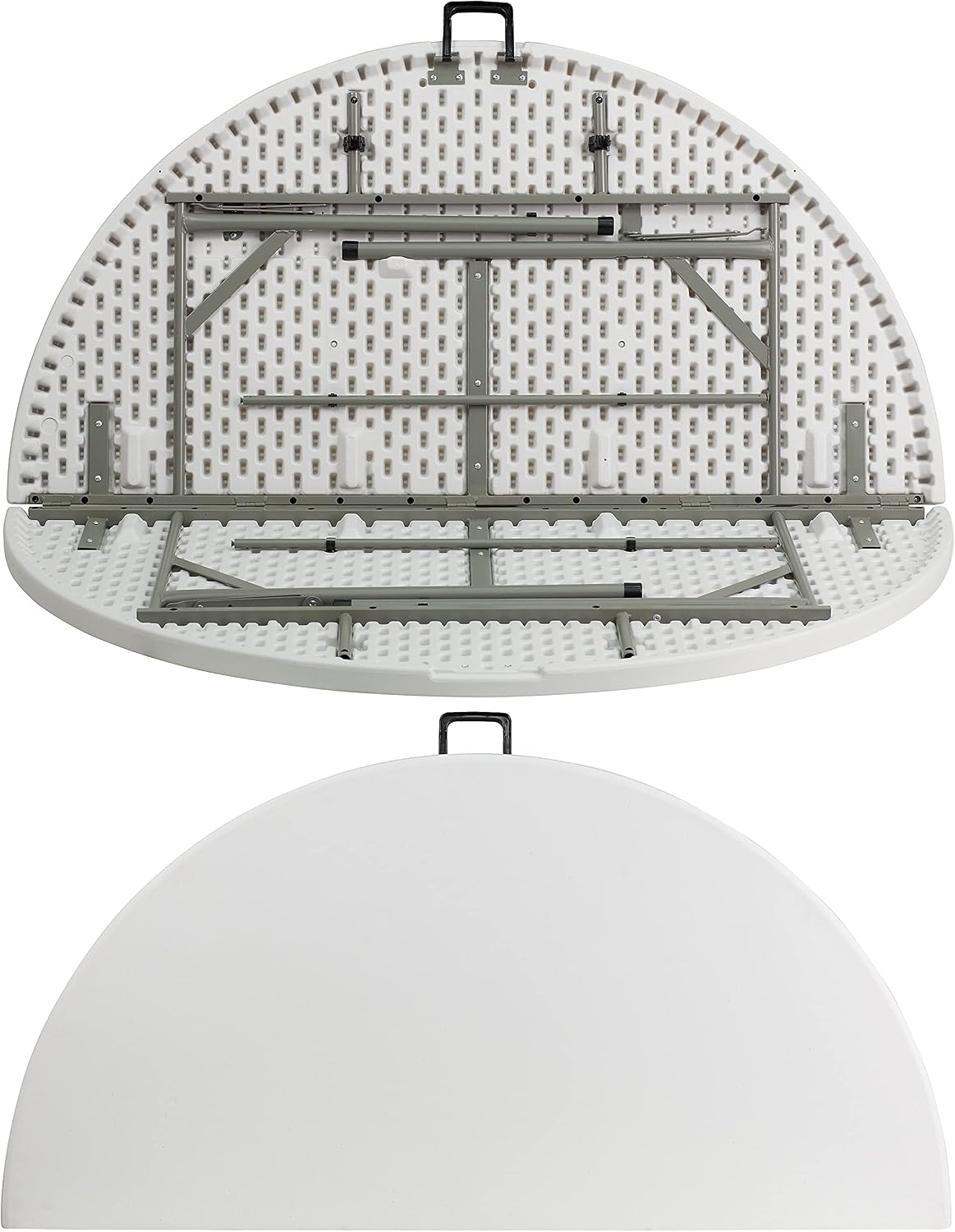 Flash Furniture 5-Foot Round Bi-Fold White Plastic Folding Table | Lightweight, Easy Storage, Commercial Grade, Carrying Handle