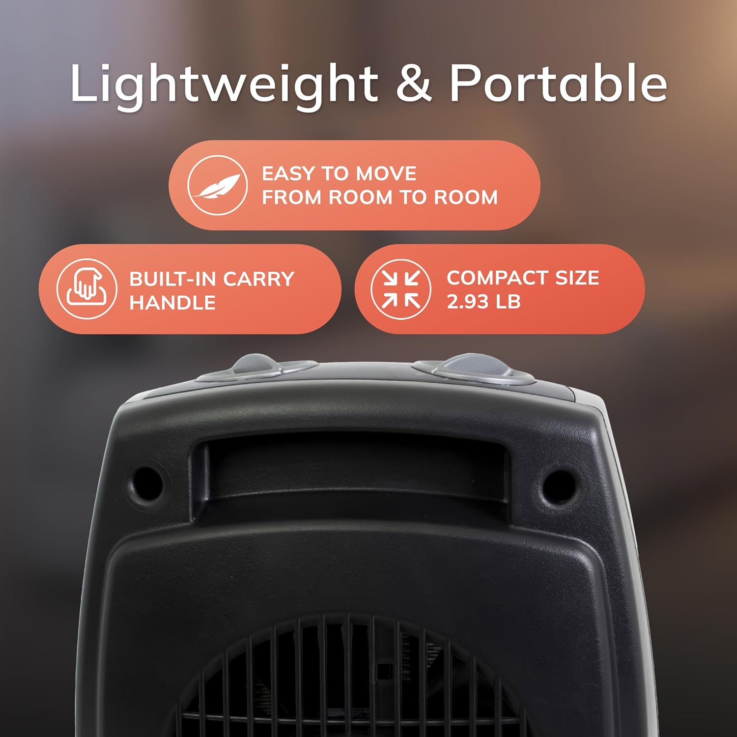 Lasko Portable Indoor Ceramic Space Heater - 9” - 754201 - Dark Gray