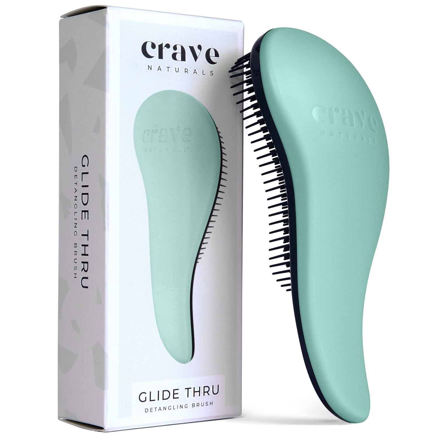 Crave Naturals Glide Thru Hair Brush - Detangler Brush for Curly, Straight, Wet or Dry Hair - Gentle Detangling Brushes for Adults, Kids, Toddlers - Hair Accessories for Women, 7.5x3" - Pink