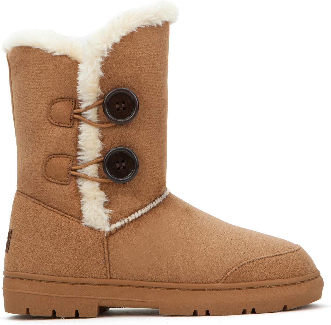 CLPP'LI Womens Twin Button Fully Fur Lined Winter Snow Boots