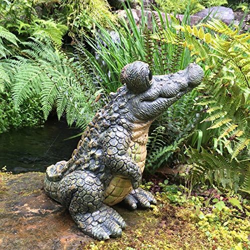 Toad Hollow Extra Large Standing Gator Home & Garden Alligator Statue 15.5" H