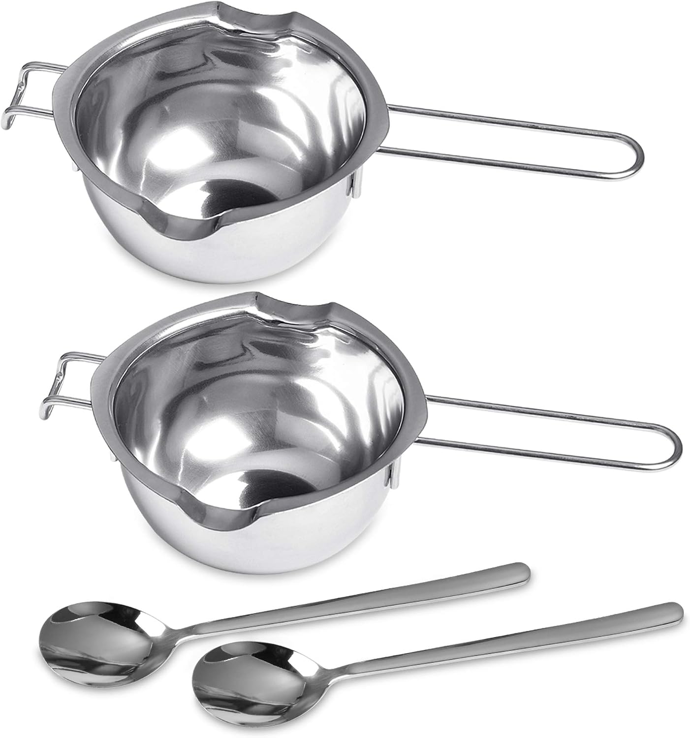 2 Pieces Stainless Steel Double Boiler Pot with 2 Metal Spoon, Chocolate Melting Pot for Melting Chocolate, Butter, Cheese