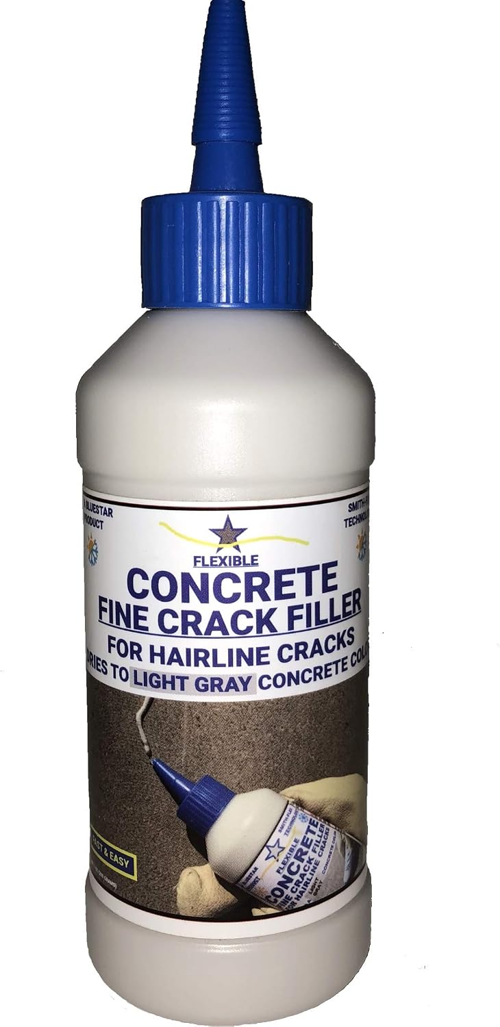 Bluestar Flexible Concrete Hairline Crack Filler (Light Gray), DIY - No Special Tools Needed. Fill Small Cracks in Concrete Driveways