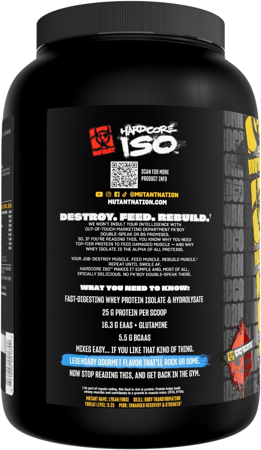 Mutant Hardcore ISO, Whey Protein Isolate, Strawberry Milkshake, 5 lb