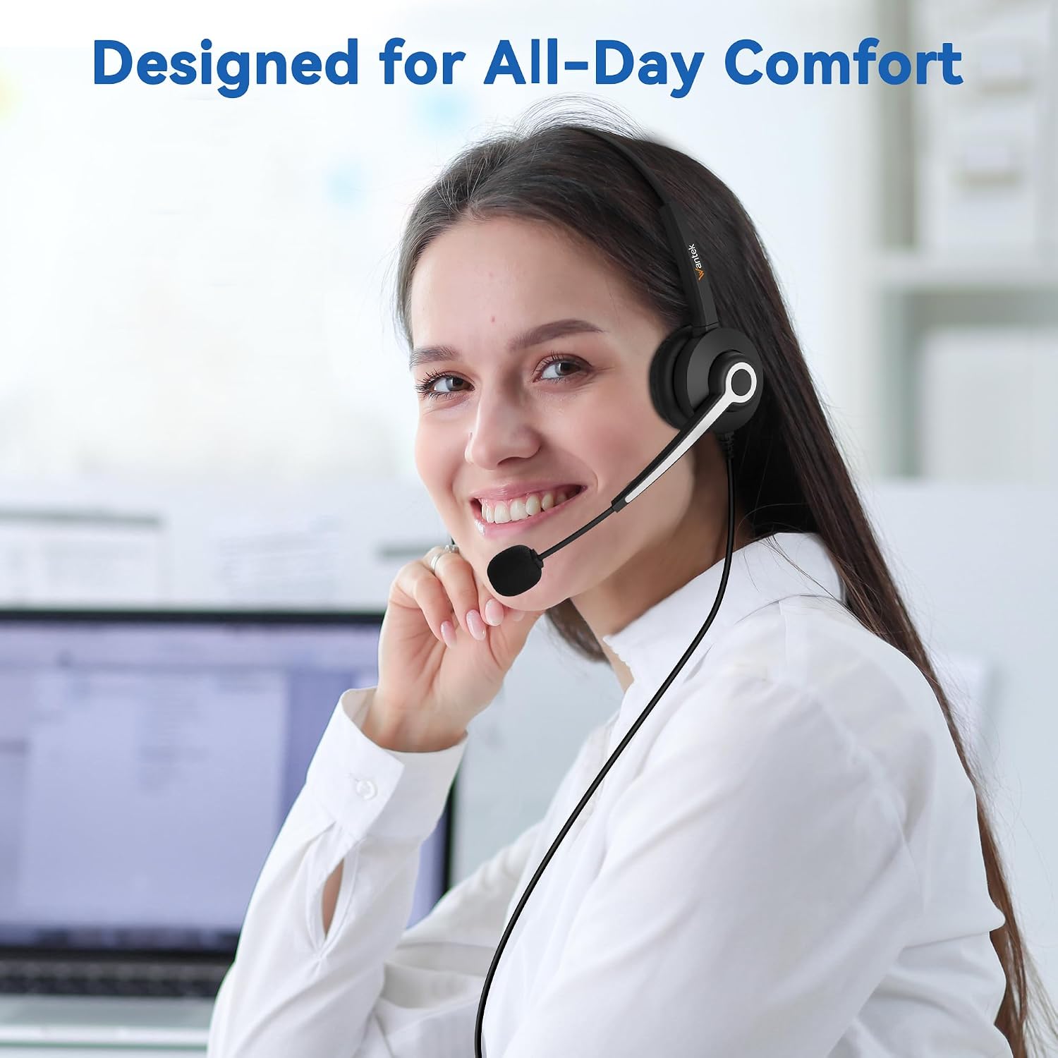 Wantek Corded Telephone Headset Mono w/Noise Canceling Mic for Avaya Aastra Allworx Adtran Alcatel Lucent AltiGen Comdial Digium Gigaset InterTel Mitel Plantronics MiVoice Landline Deskphones(F600S1)