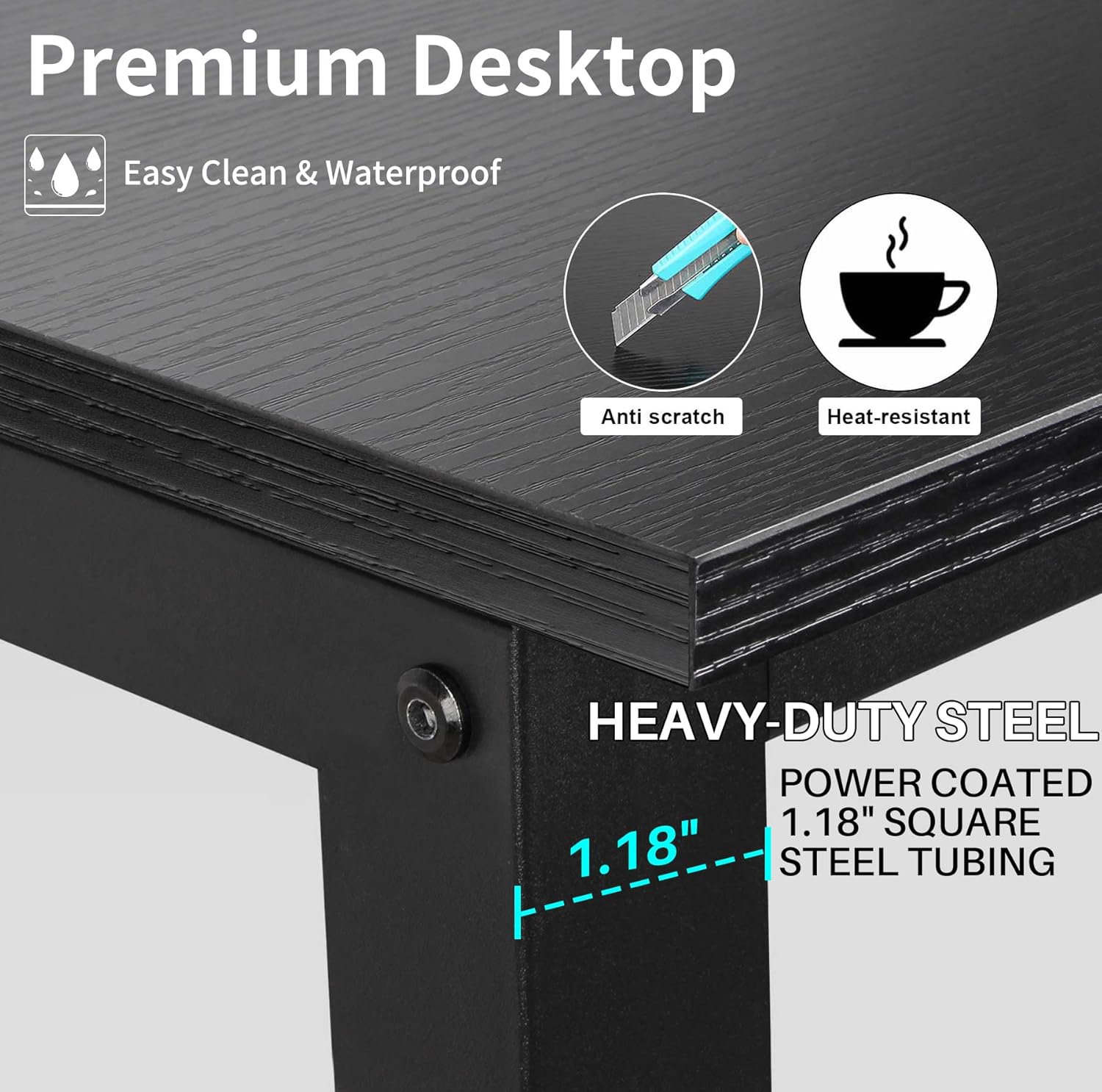 Aquzee Computer Desk with Shelves, 47" W x 23.6" D Gaming Desk with Hutch and Bookshelf
