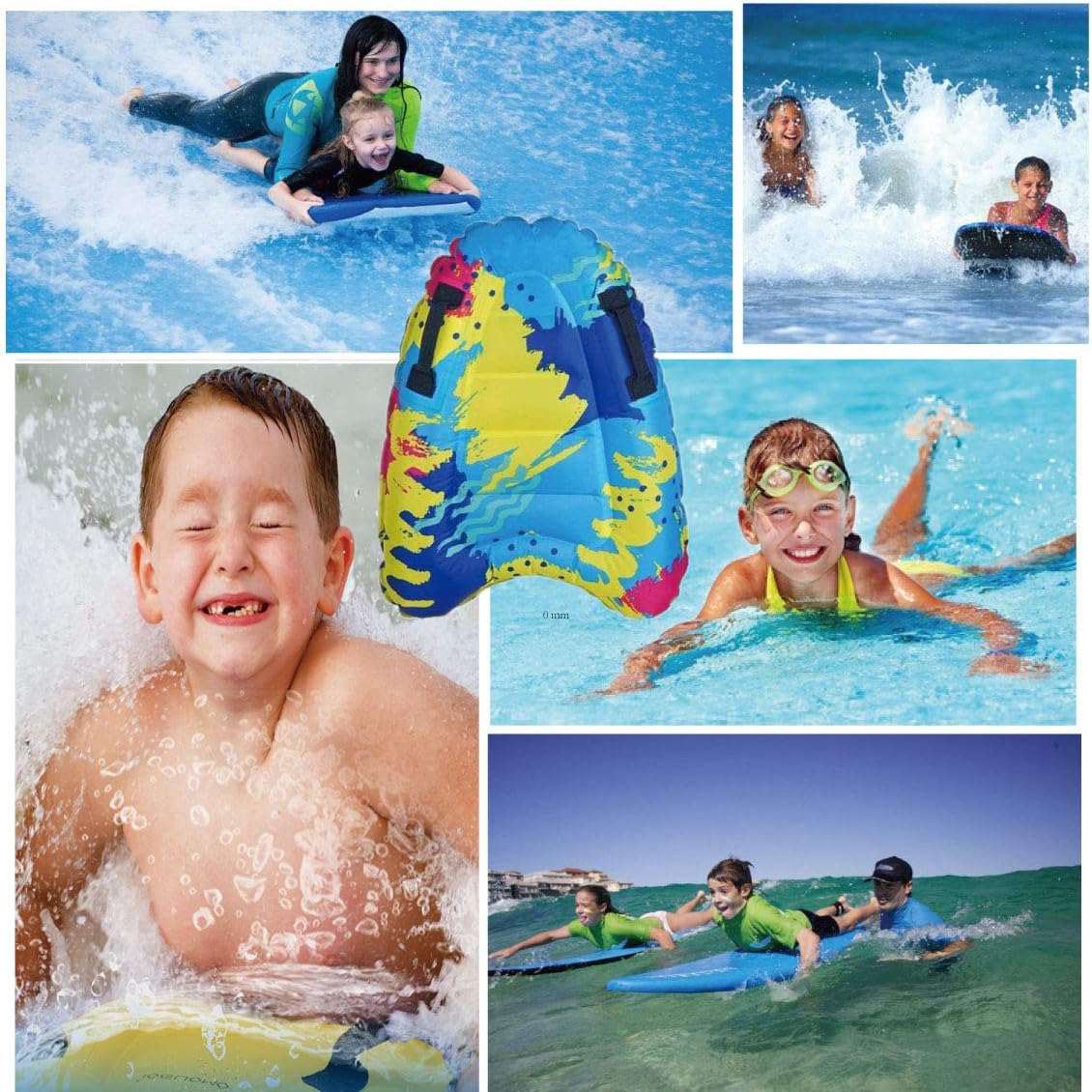 Inflatable Boogy Boards for Beach Travel Toys, 30” Cavas Slip Slide Water Park Body Surfing Board with Handles