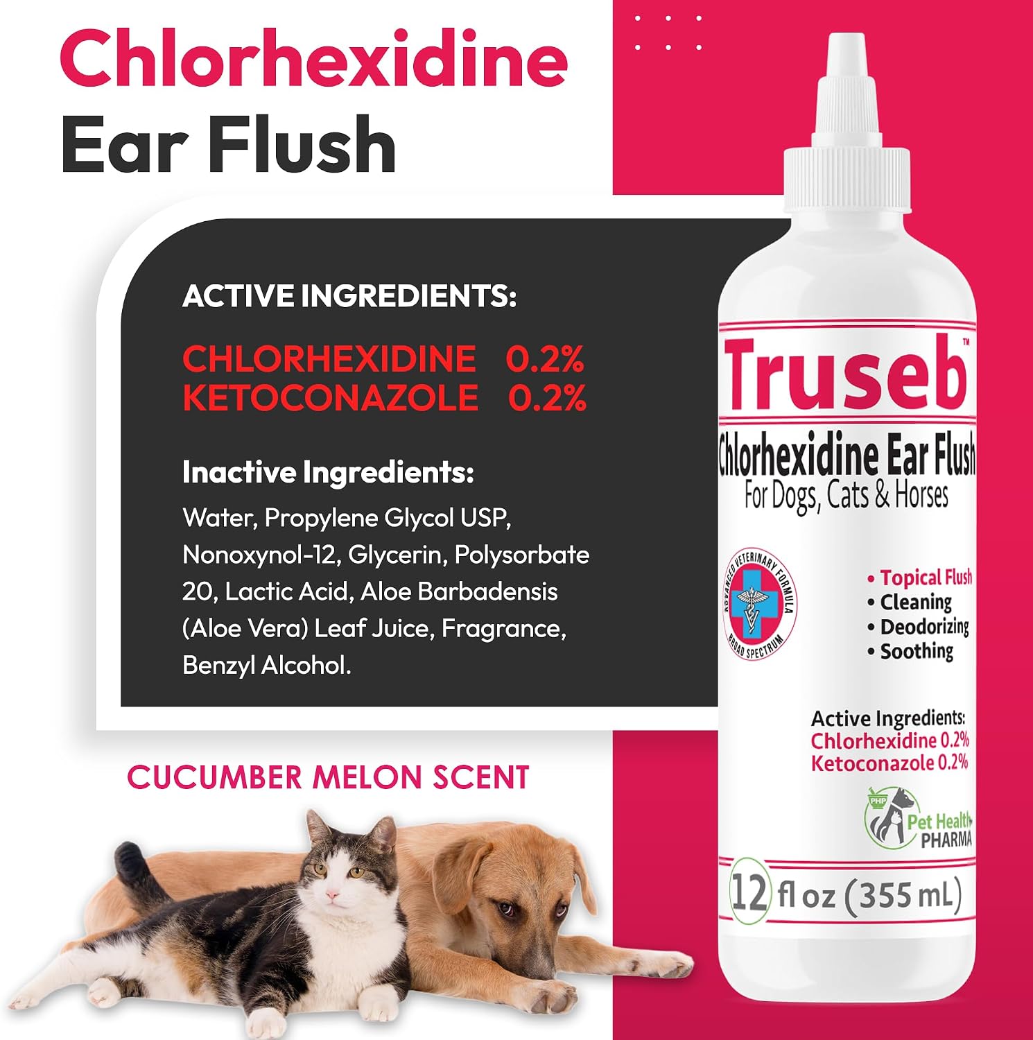 Truseb Maximum Strength Dog Ear Infection Treatment Flush