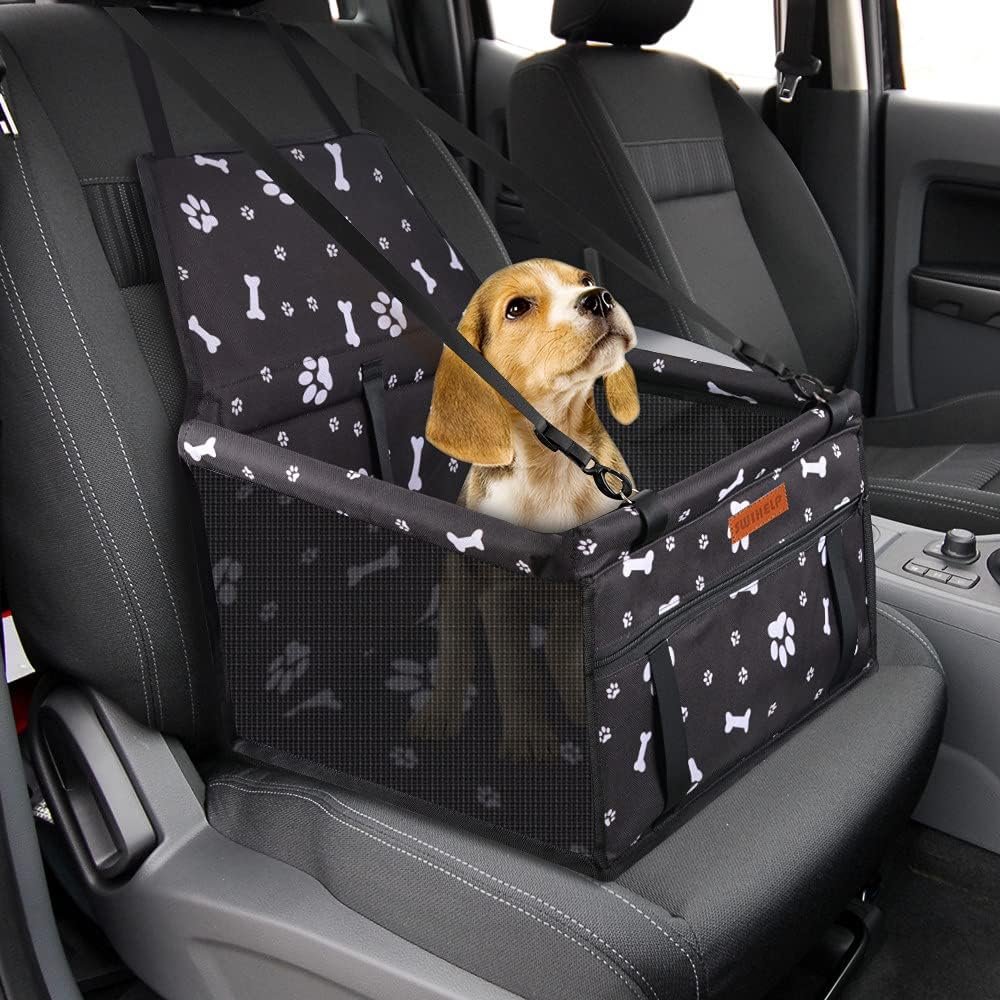 Dog Car Seat Puppy Portable Pet Booster Car Seat with Clip-On Safety Leash and PVC Support Pipe, Anti-Collapse,Perfect for Small Pets