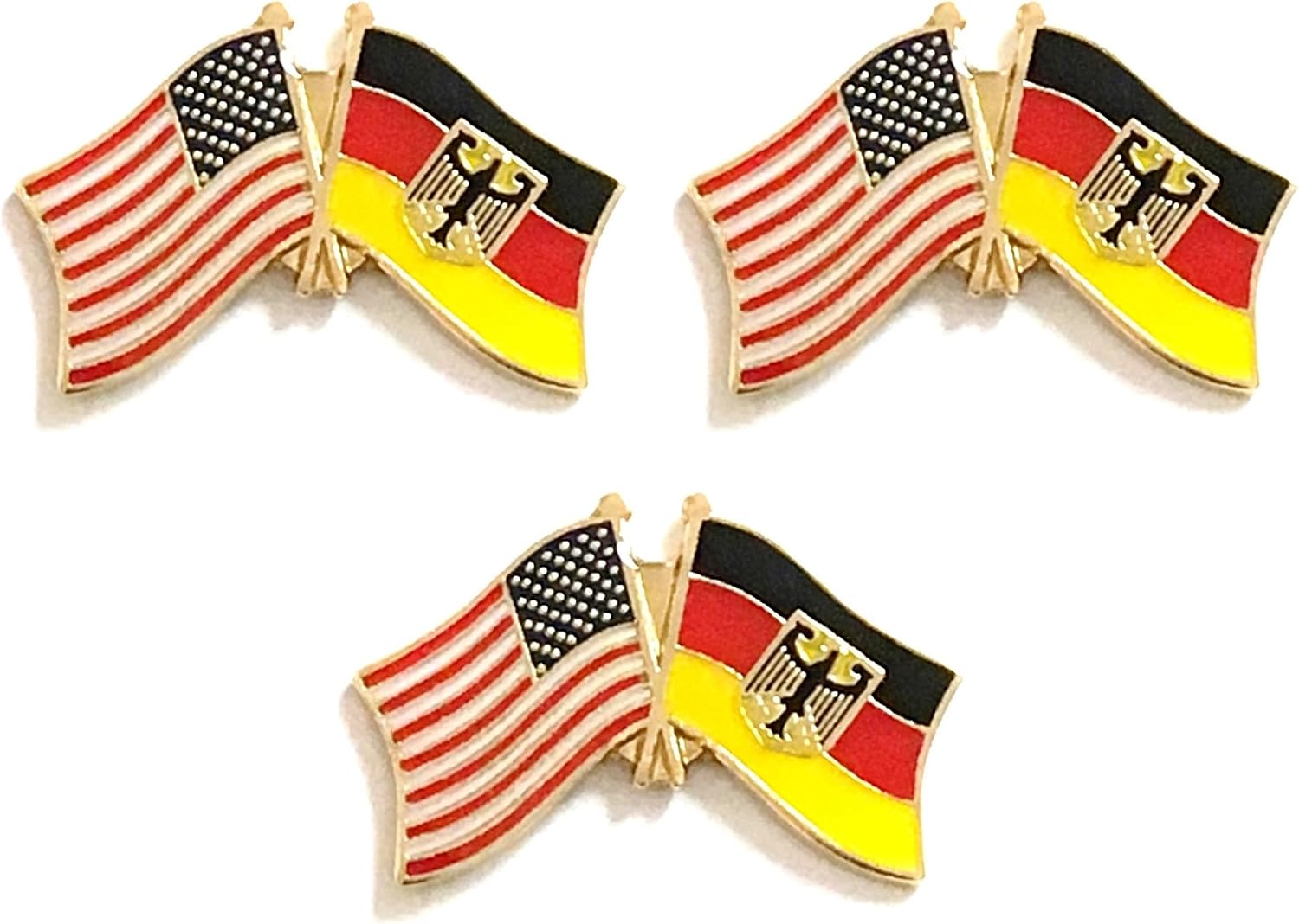 3 National Country Flag Crossed Enamel Flag Pins Pack of 3 Friendship Double Flags