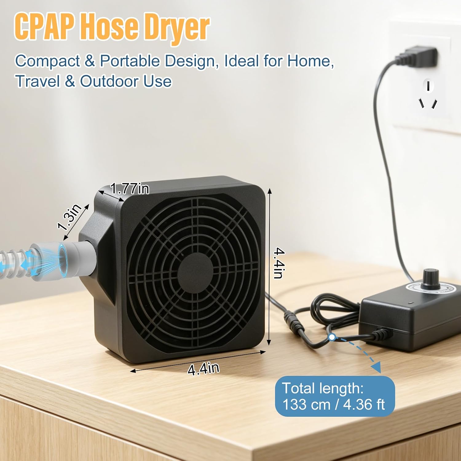 9 Pack CPAP Cleaning Kit for Hose & Mask, with Speed Control Hose Dryer, Collapsible Wash Basin & Hose Hanger, 7ft Cleaning Brush, CPAP Cleaning Supplies with Storage Bag, for 22mm & 15mm Tube