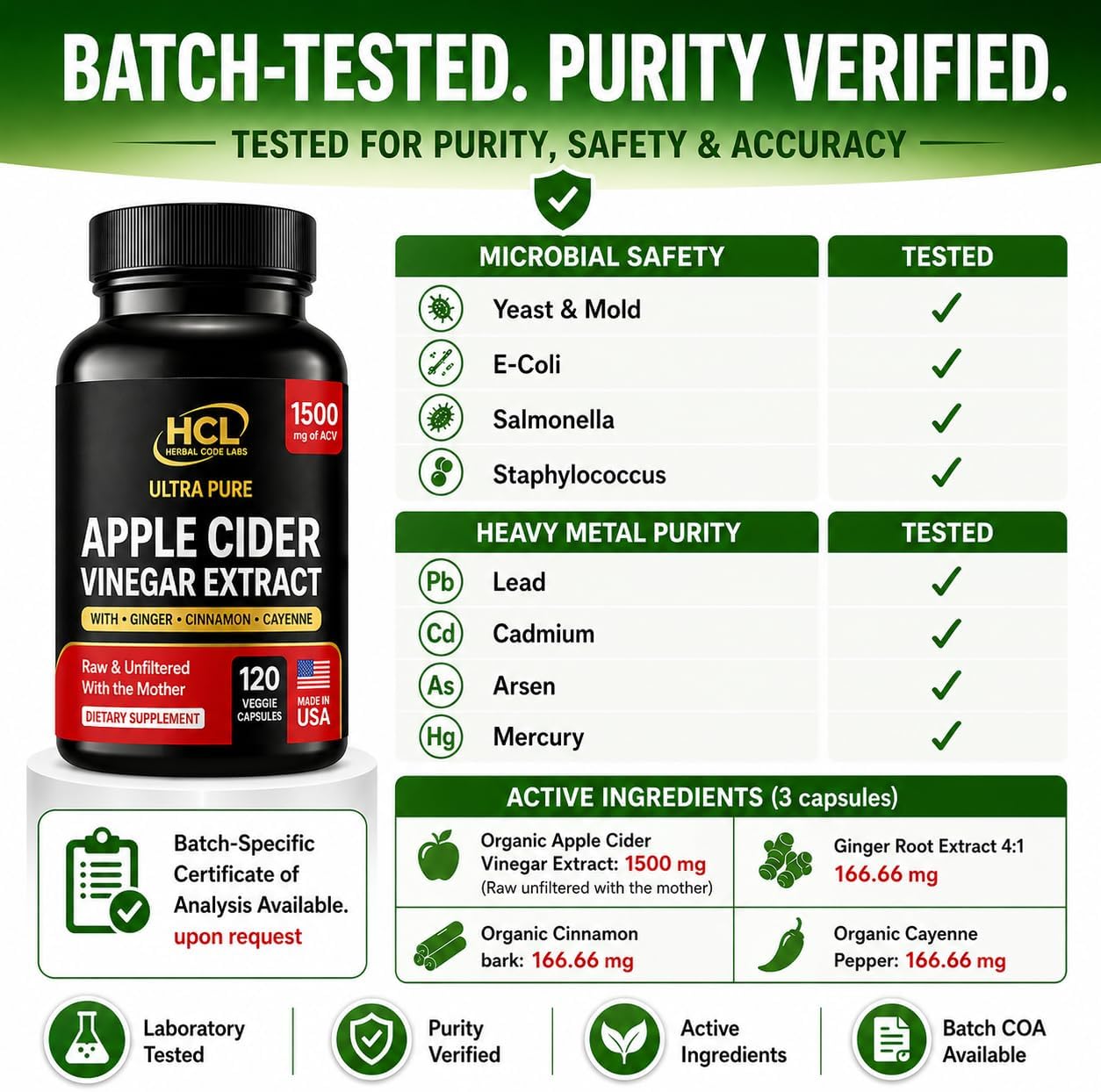 Apple Cider Vinegar Capsules 1500 mg Extract with the Mother - Extra Strength Raw Apple Cider Pills w Ginger Cayenne Cinnamon - Natural Detox Potent