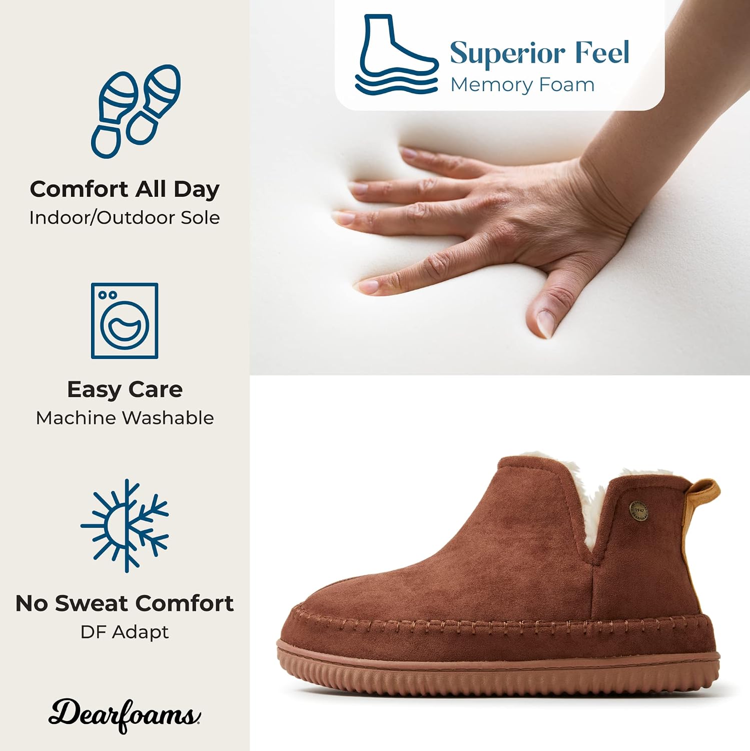Dearfoams Men's Memory Foam Indoor House Slippers Brixen Ankle Boot House Shoes - Gifts for Men