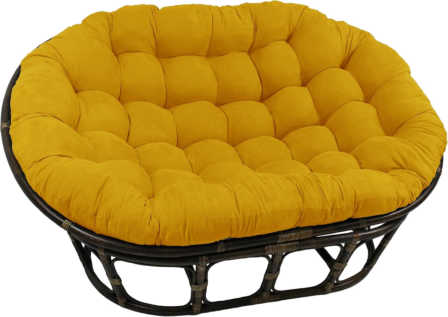 Blazing Needles Solid Microsuede Double Papasan Chair Cushion, 58" x 6" x 78", Black