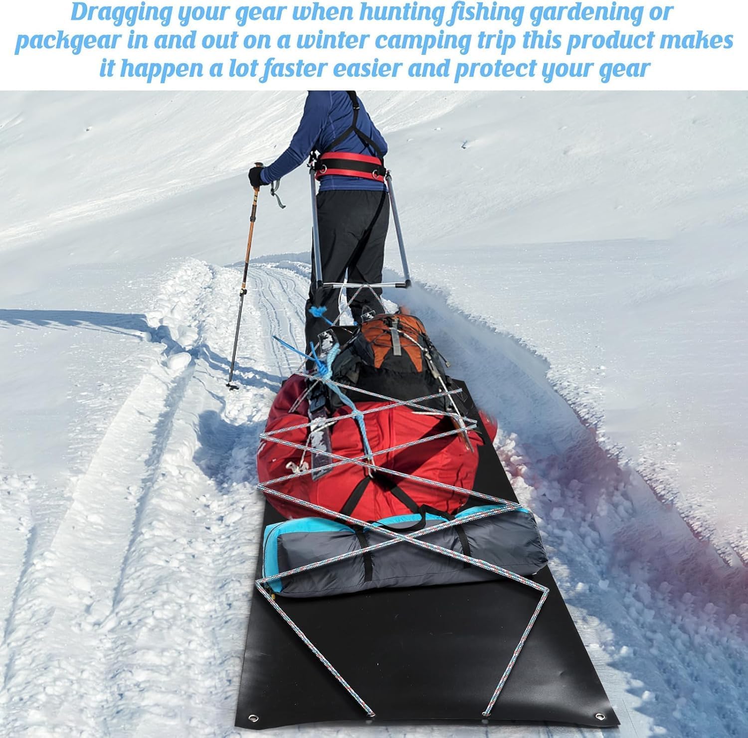 Deer Drag Sled Game Hauler Utility Snow Sled Deer Hunting Sled for Effortless Hauling of Ice Fishing Supplies, Firewood, Duck Hunting Gears, Fishing Equipment