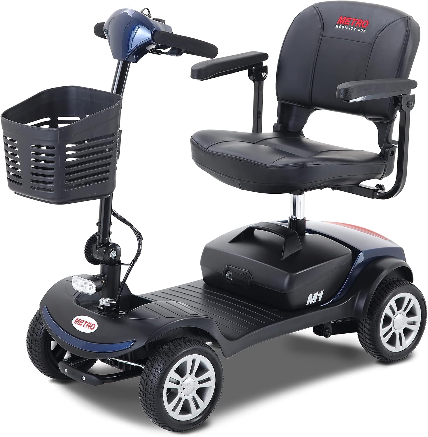 Metro Mobility 4 Wheel Foldable Mobility Scooter for Adults - 300 lbs Capacity Electric Mobility Scooters for Seniors - Long Range Power Extended