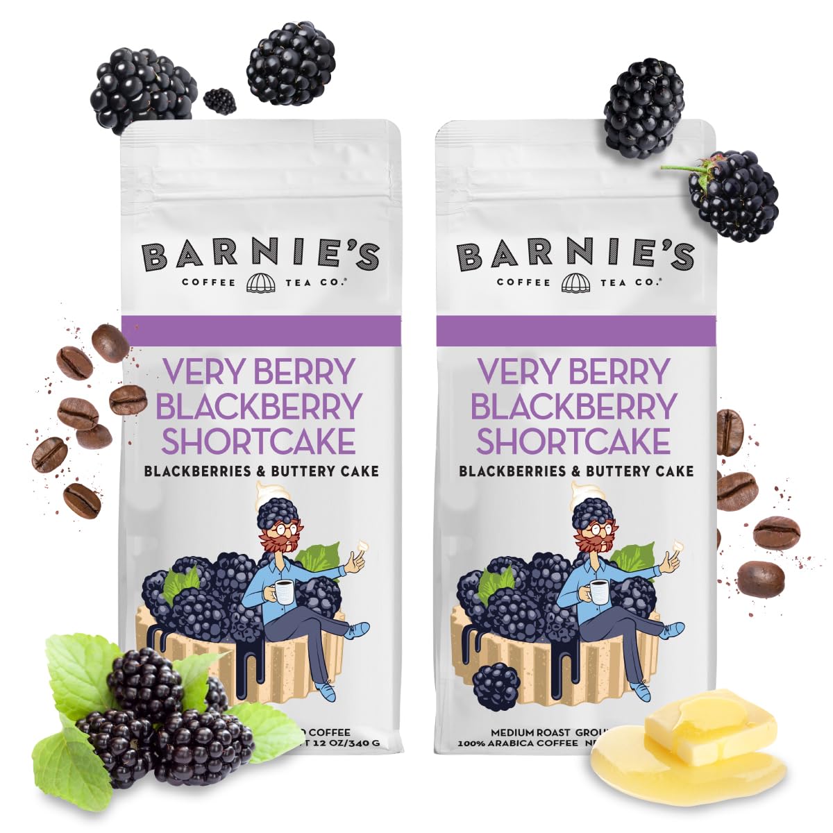 Barnie's Coffee English Salted Toffee Ground Coffee with Caramel, Molasses and Salted Creamy Butter Flavors, Medium Roasted Arabica Coffee Beans