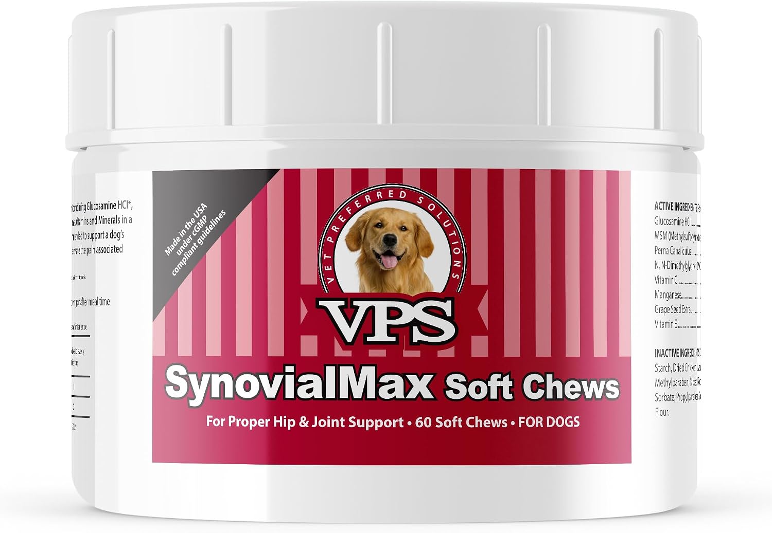 VPS SynovialMax Hip & Joint Soft Chews for Dogs - 240 count | Glucosamine for Dogs with MSM and Vitamin C - Advanced Dog Hip and Joint Supplement - Liver Flavor