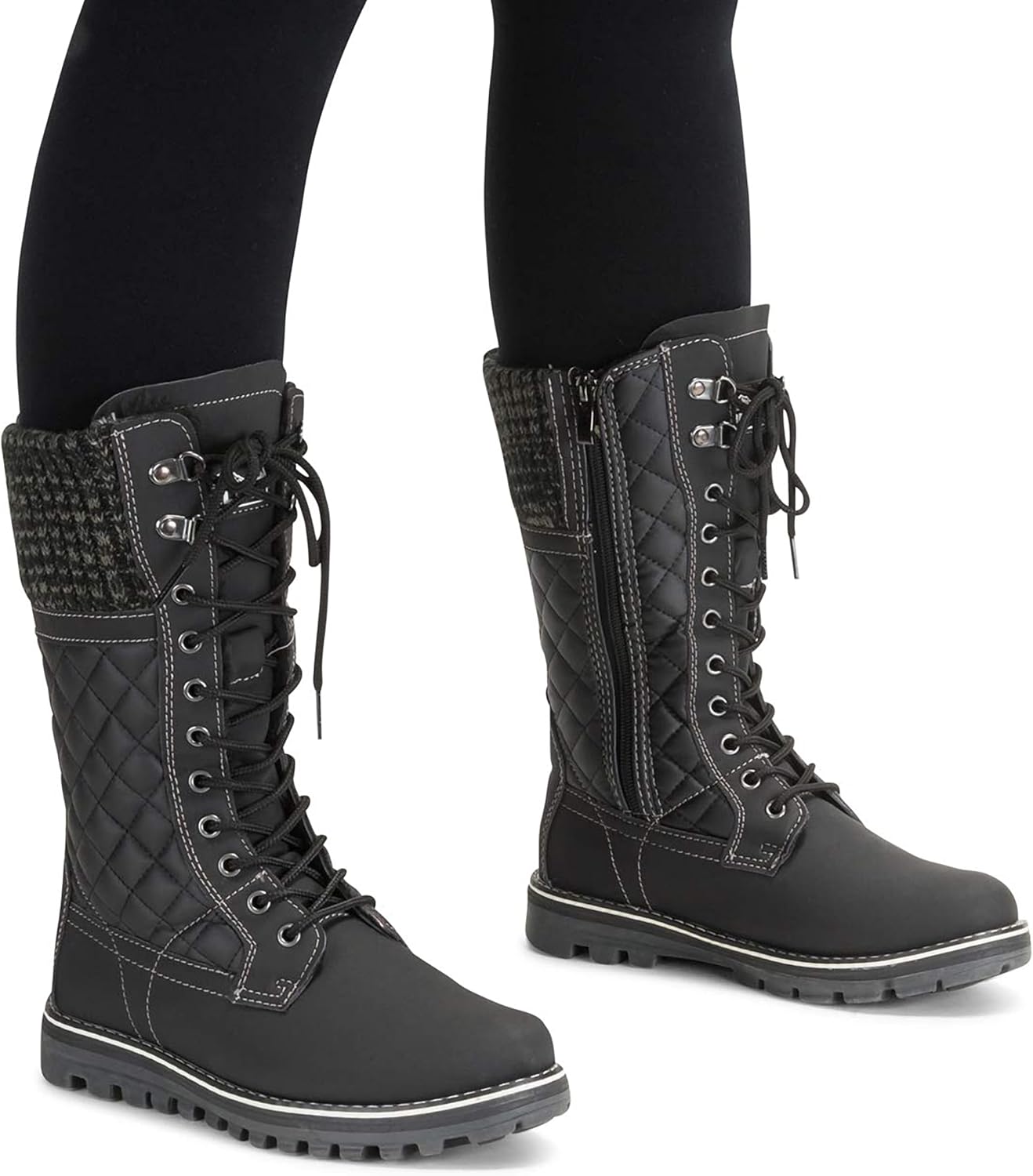POLAR Womens Faux Fur Warm Thermal Waterproof Outdoor Walking Snow Winter Rubber Sole Calf Boots
