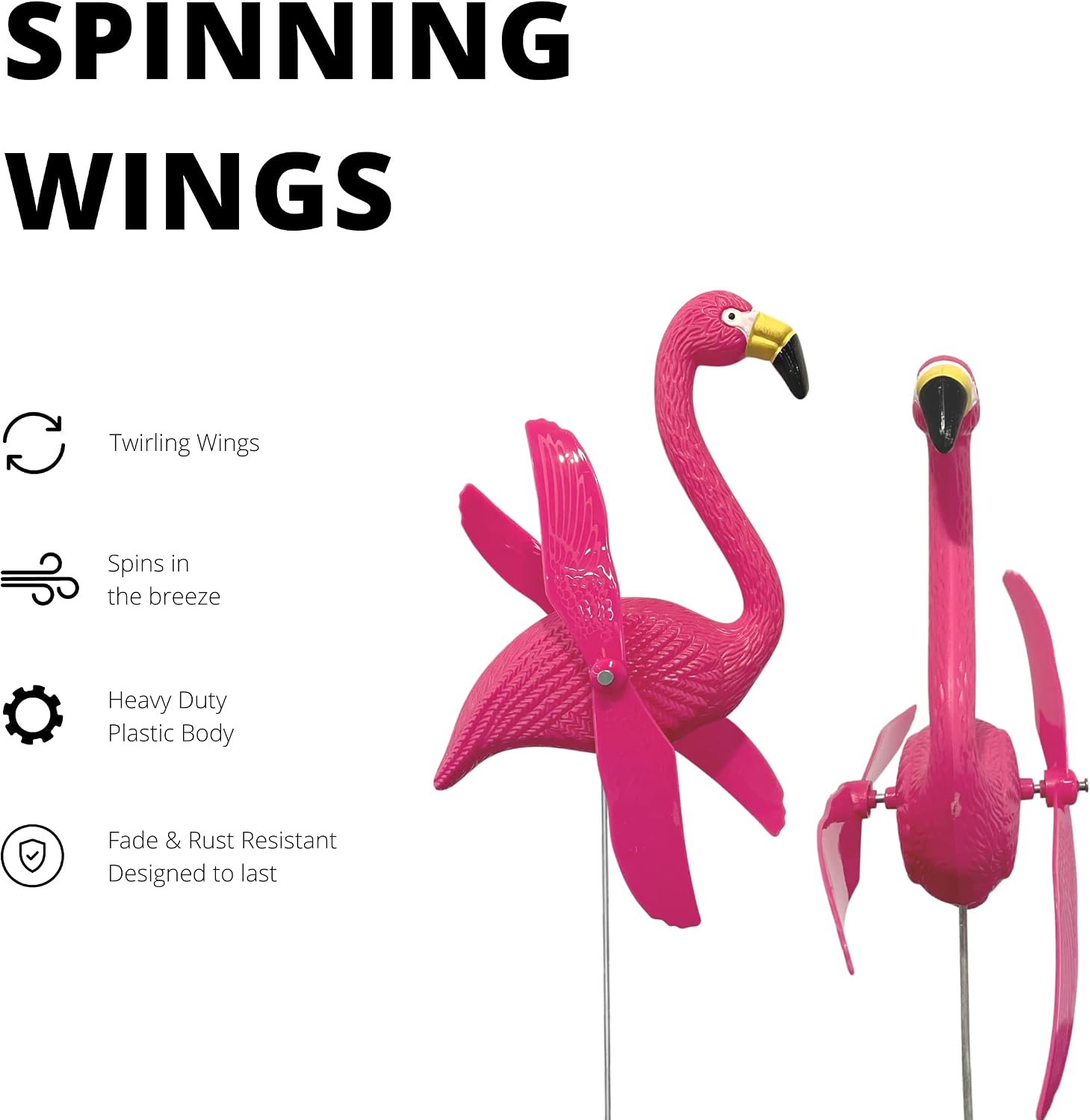 4E's Novelty 12 Pieces Twirling Wings Pink Flamingo Yard Decorations Small - Flamingo Yard Ornament with Metal Stakes for Outdoor Lawn Decor Garden